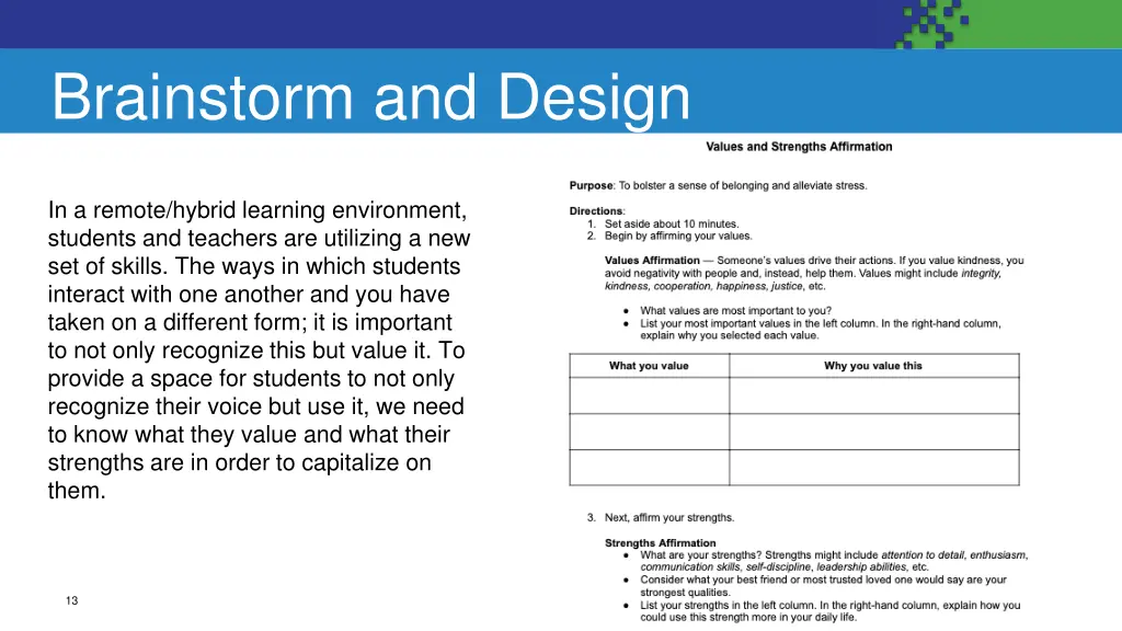 brainstorm and design