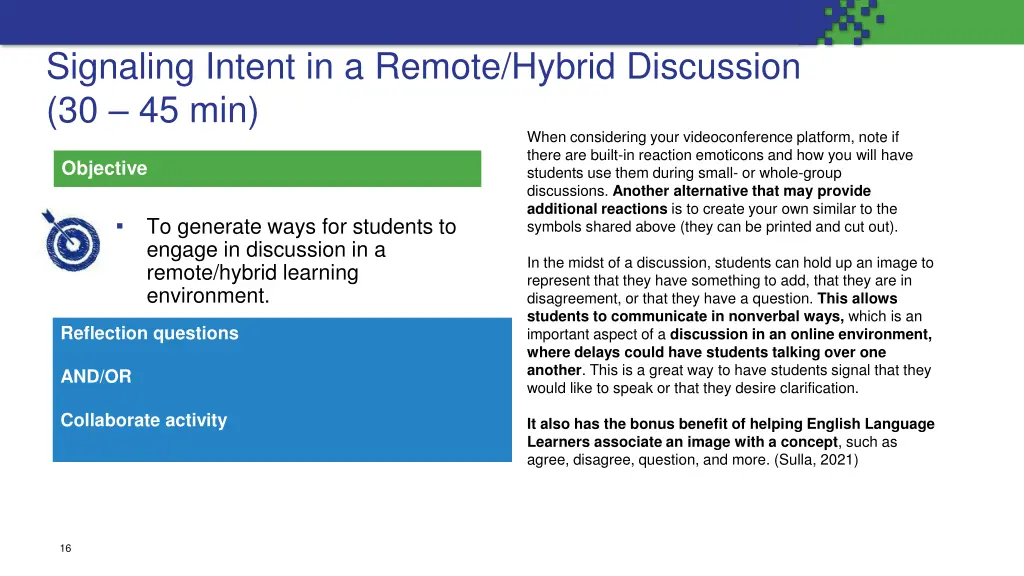 signaling intent in a remote hybrid discussion