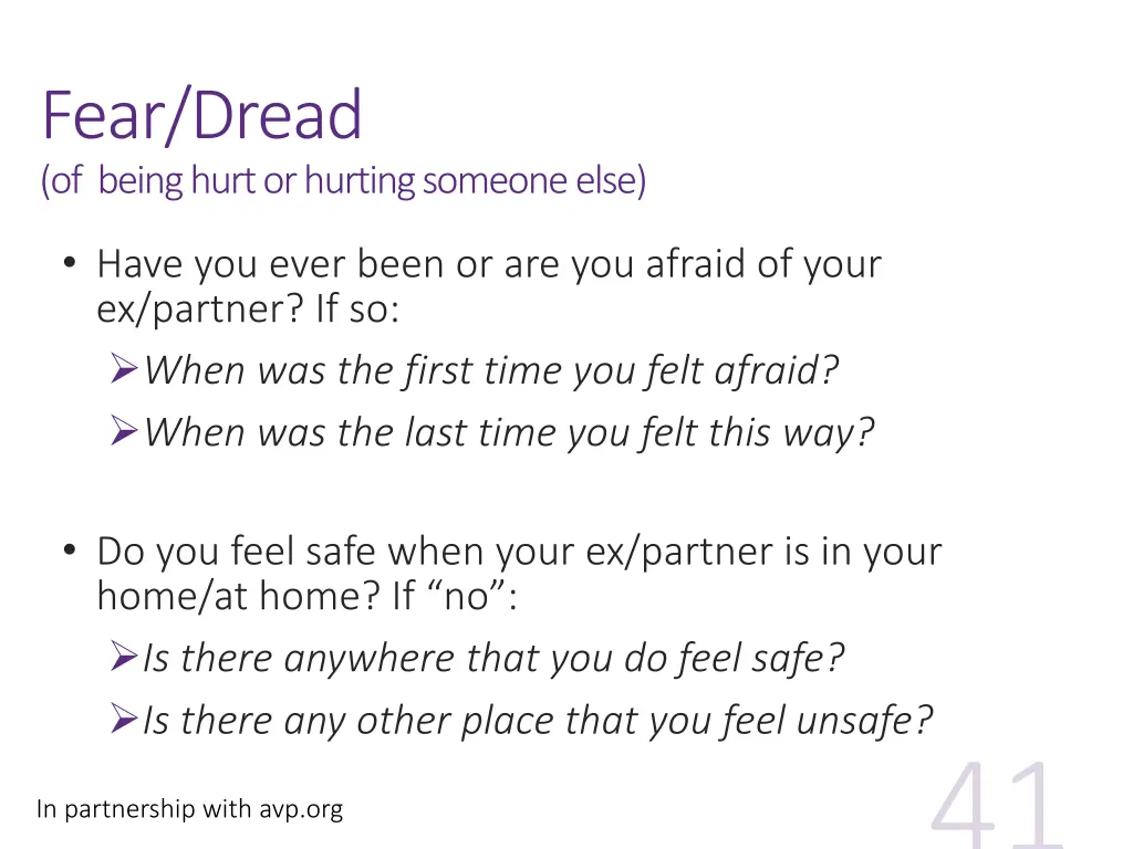 fear dread of being hurt or hurting someone else