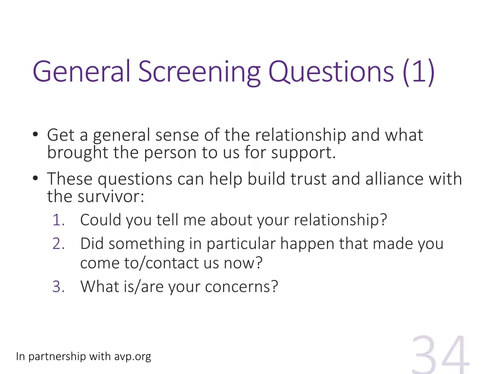 general screening questions 1