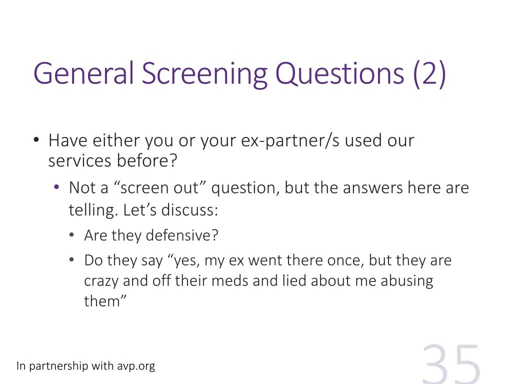 general screening questions 2