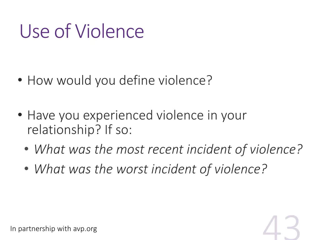 use of violence