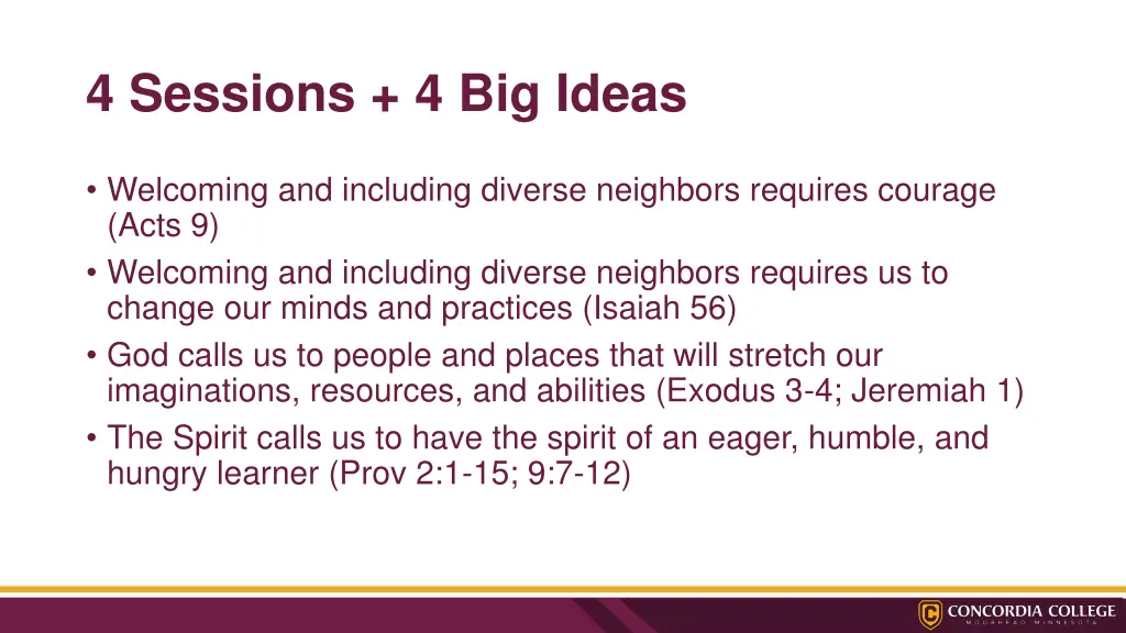 4 sessions 4 big ideas