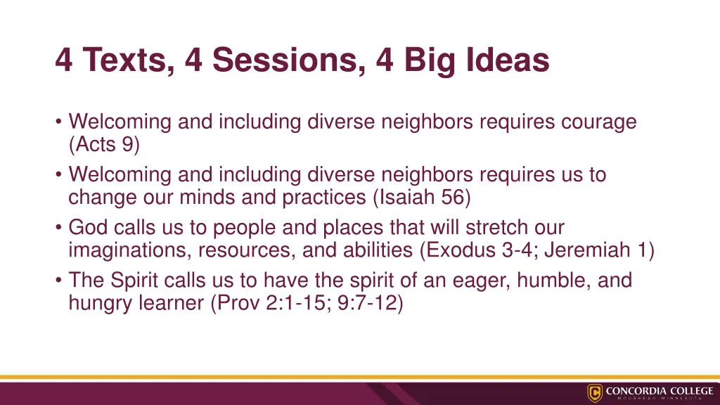 4 texts 4 sessions 4 big ideas