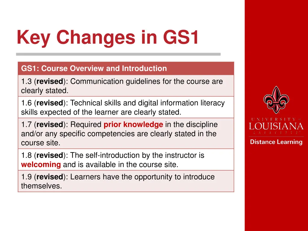 key changes in gs1