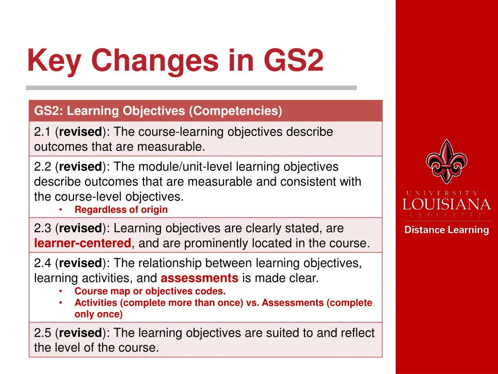 key changes in gs2