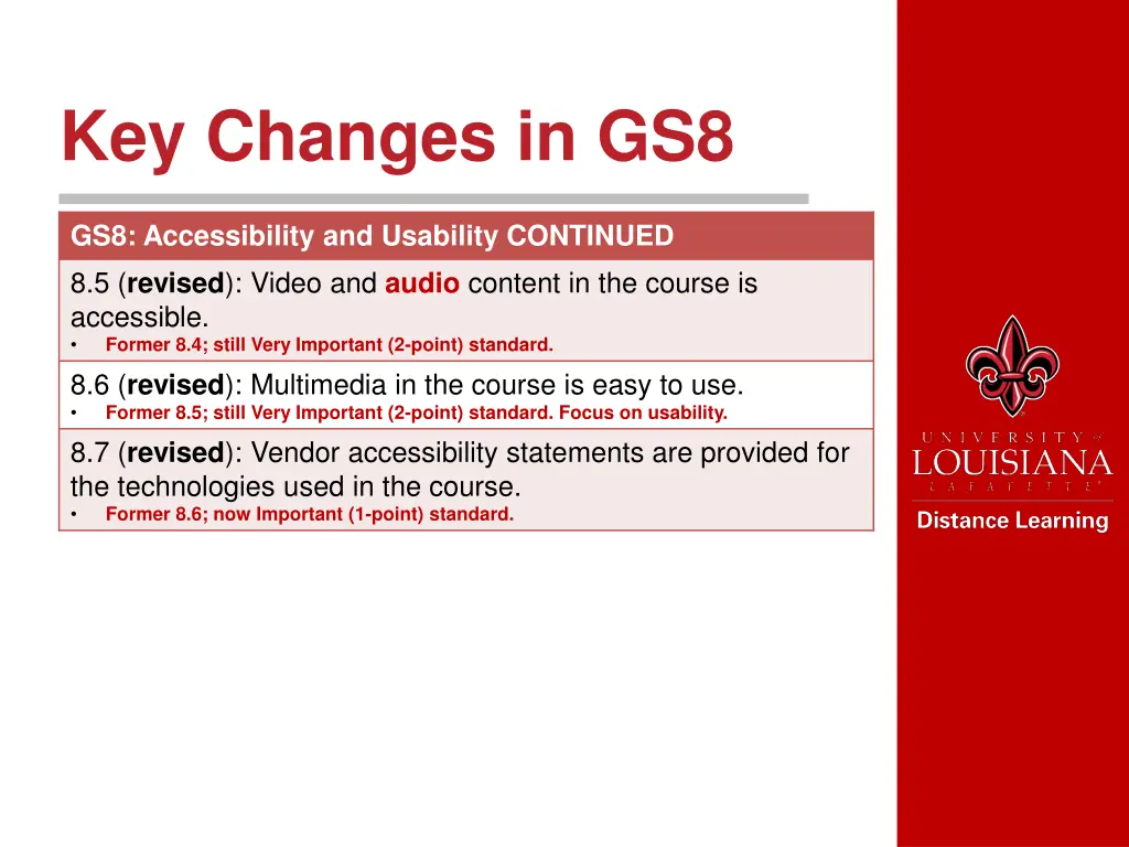 key changes in gs8 1