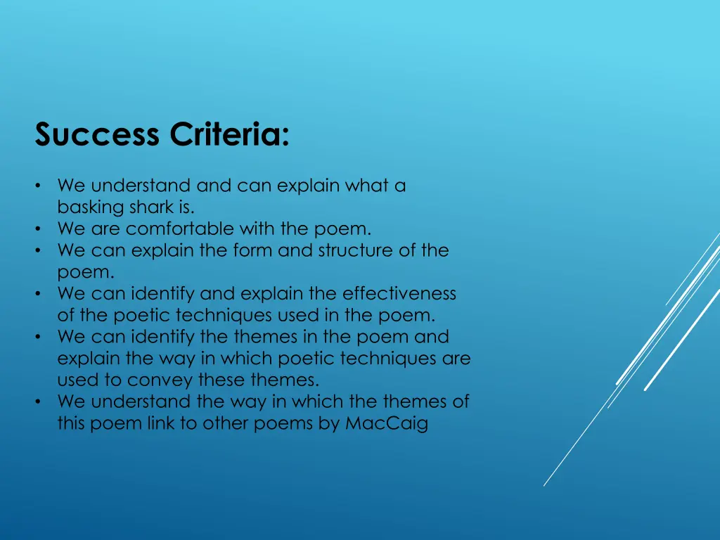 success criteria