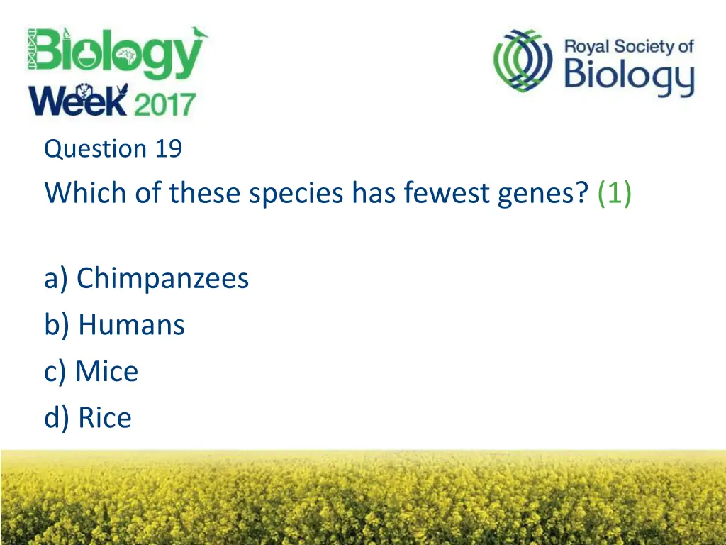 question 19 which of these species has fewest