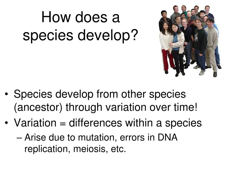 how does a species develop