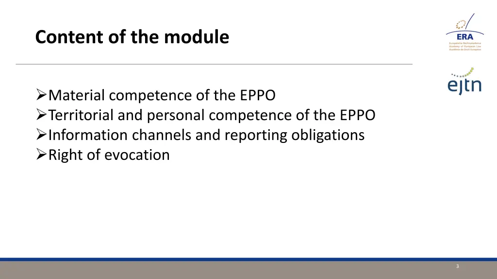 content of the module