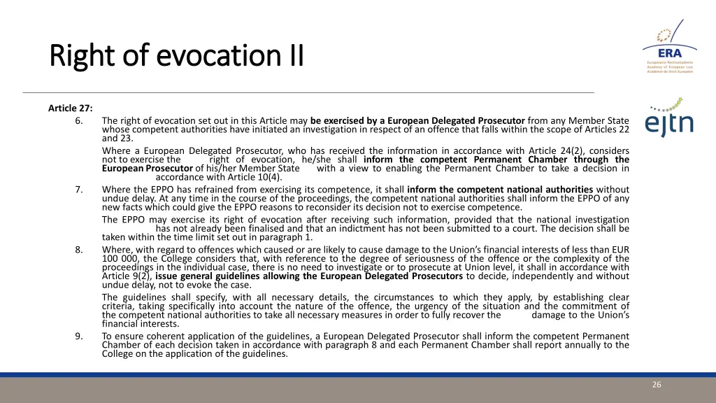 right of evocation ii right of evocation ii