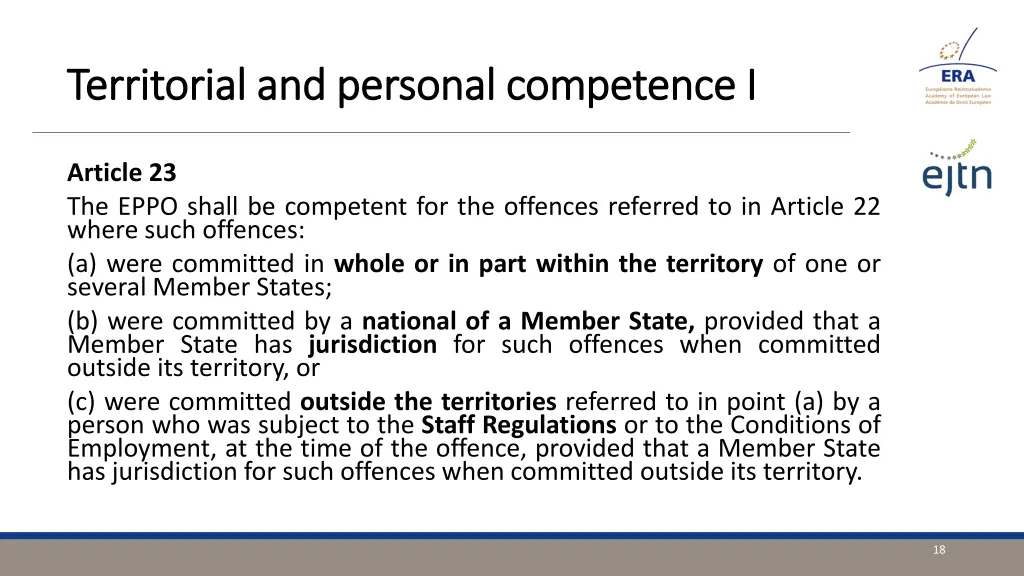 territorial and personal competence i territorial