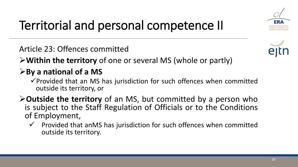 territorial and personal competence