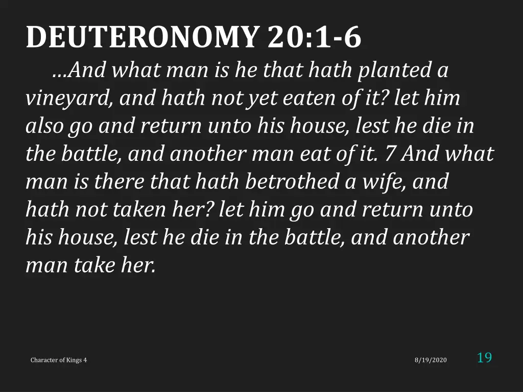 deuteronomy 20 1 6 and what man is he that hath