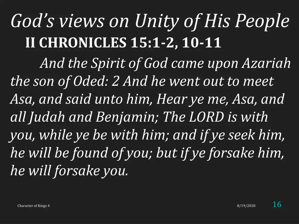 god s views on unity of his people ii chronicles