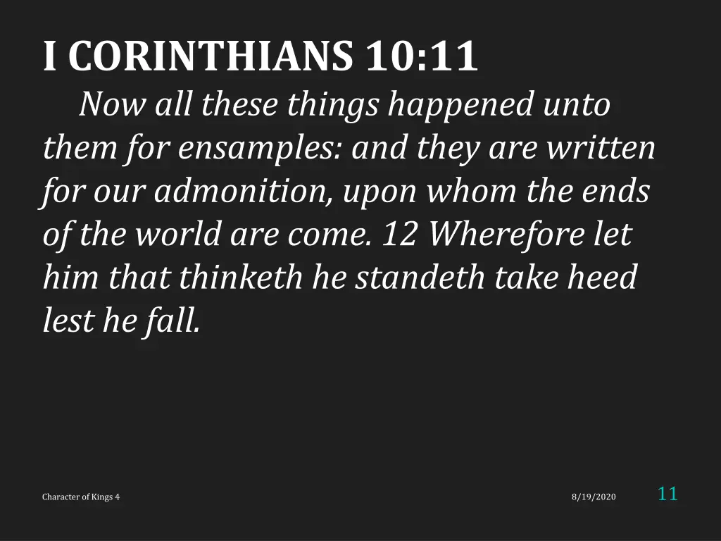 i corinthians 10 11 now all these things happened