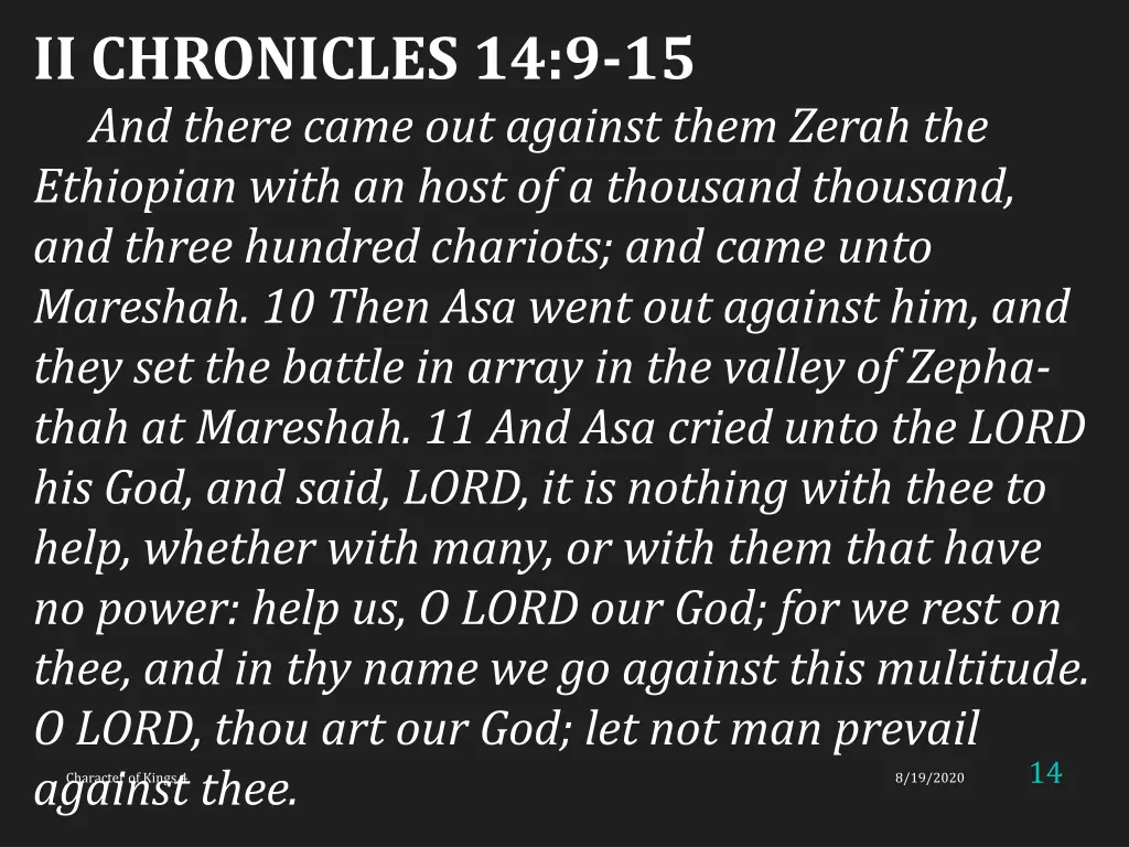 ii chronicles 14 9 15 and there came out against