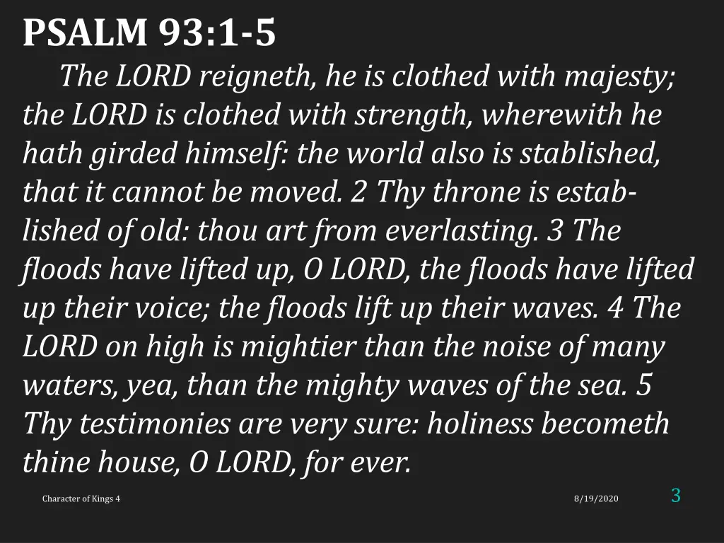 psalm 93 1 5 the lord reigneth he is clothed with