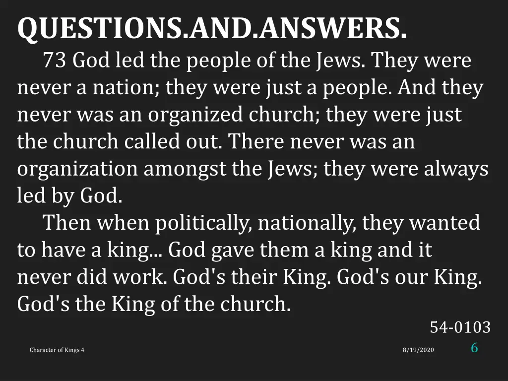 questions and answers 73 god led the people