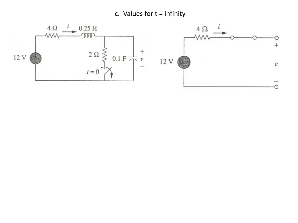 c values for t infinity