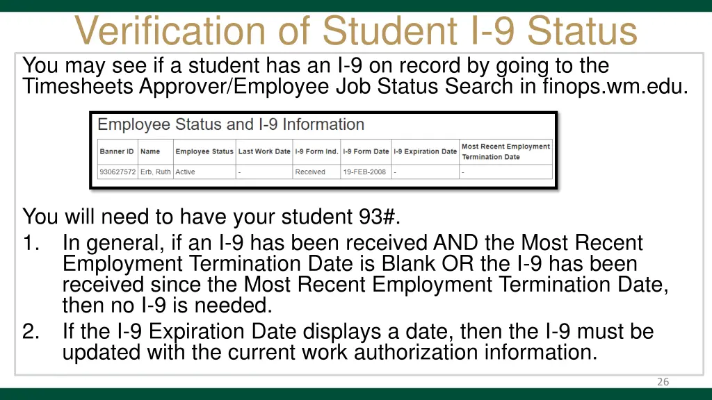 verification of student i 9 status