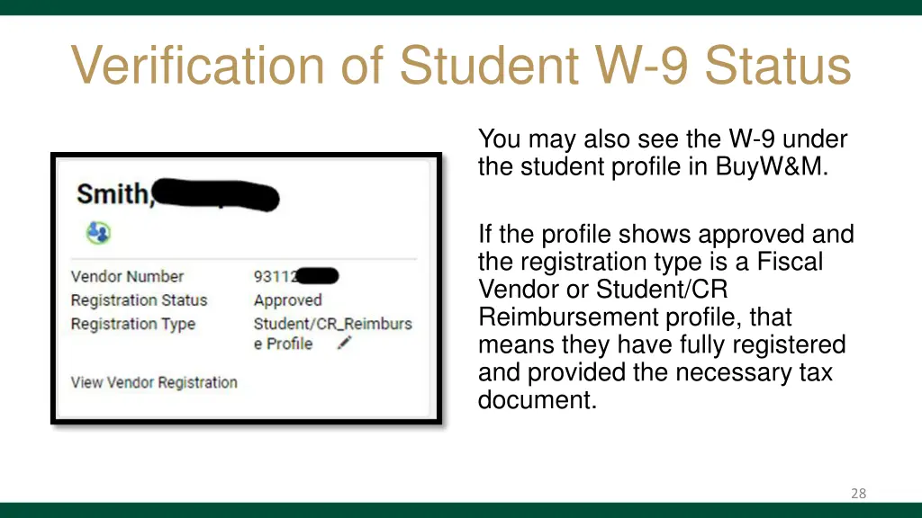 verification of student w 9 status