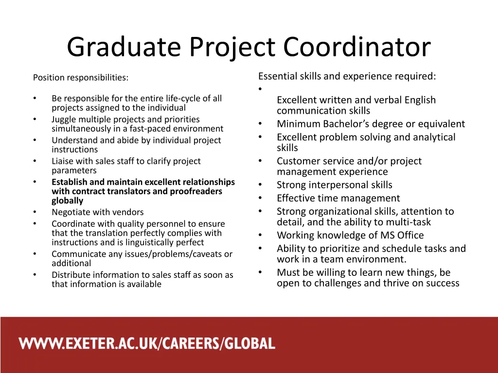 graduate project coordinator