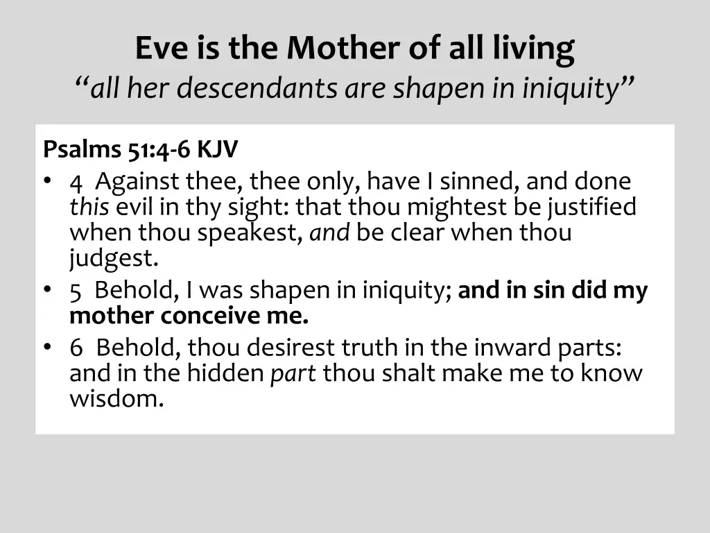 eve is the mother of all living