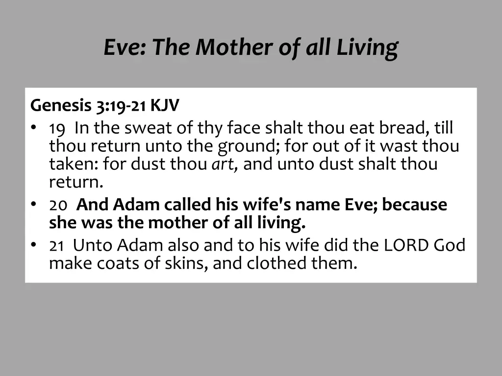 eve the mother of all living