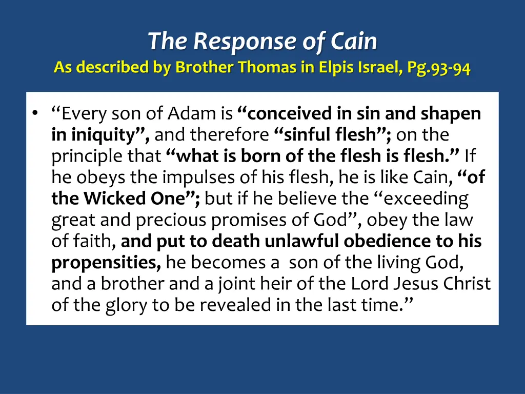 the response of cain as described by brother 2