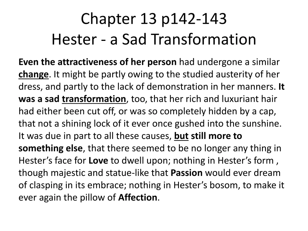 chapter 13 p142 143 hester a sad transformation