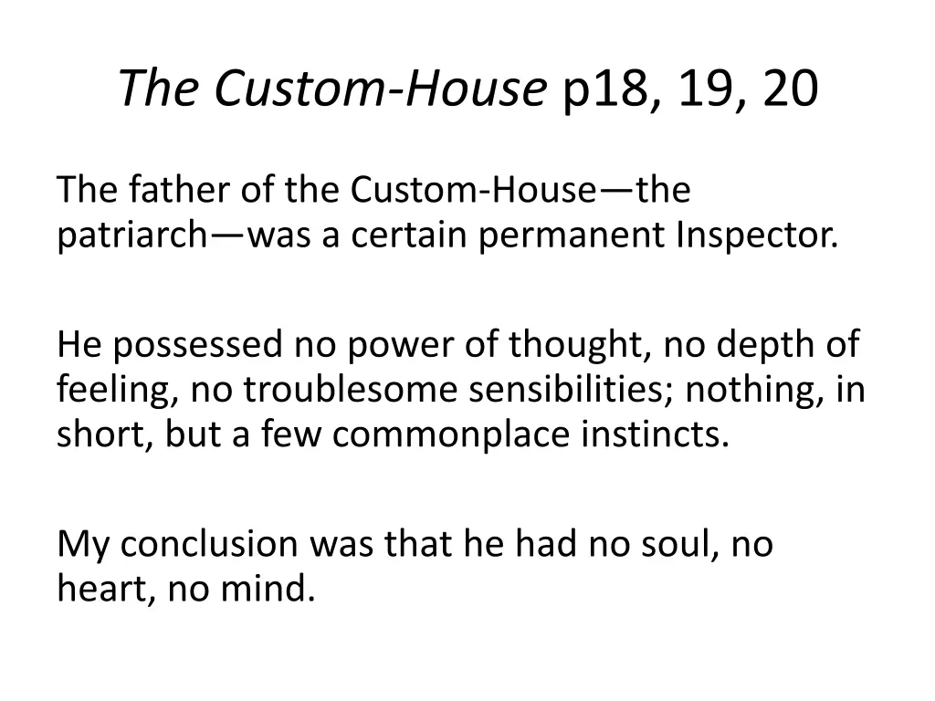 the custom house p18 19 20