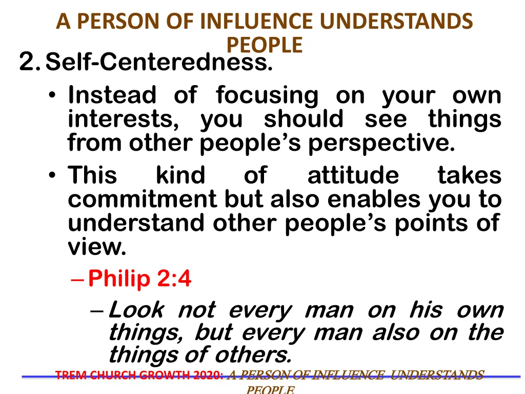 a person of influence understands people 2 self