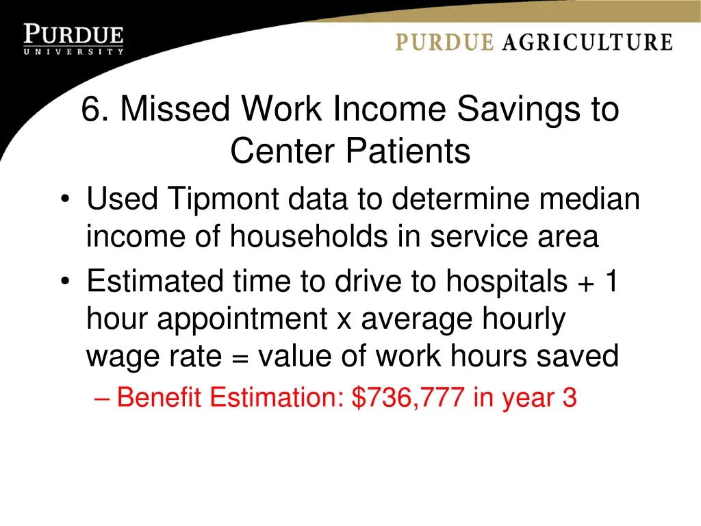 6 missed work income savings to center patients