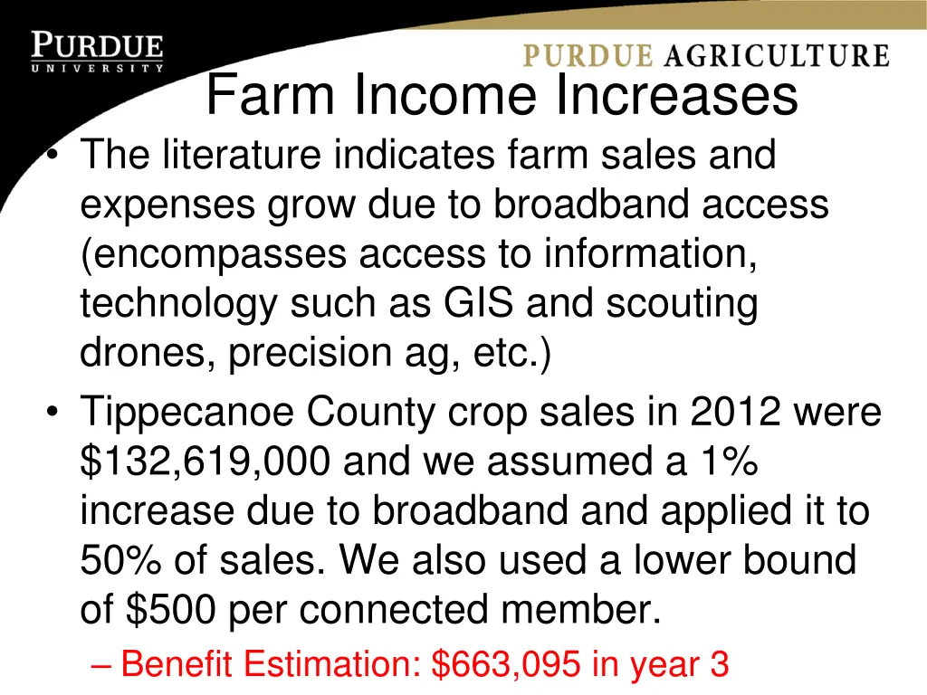 farm income increases the literature indicates