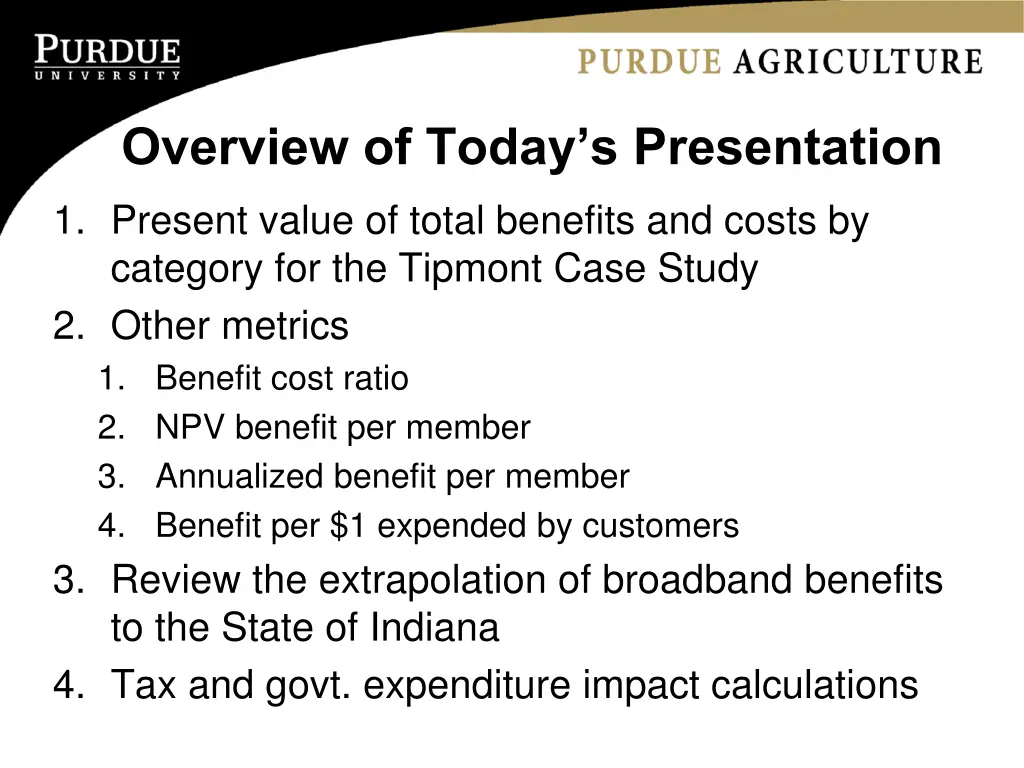 overview of today s presentation