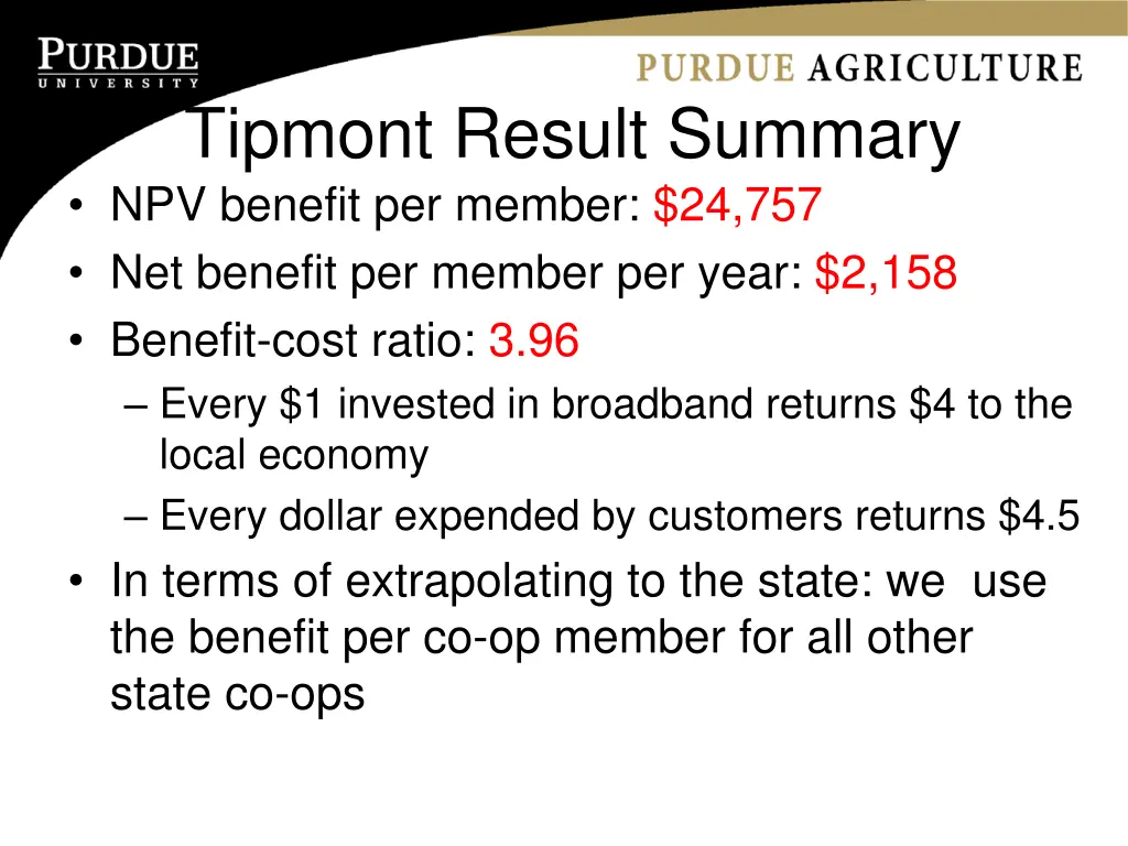 tipmont result summary npv benefit per member