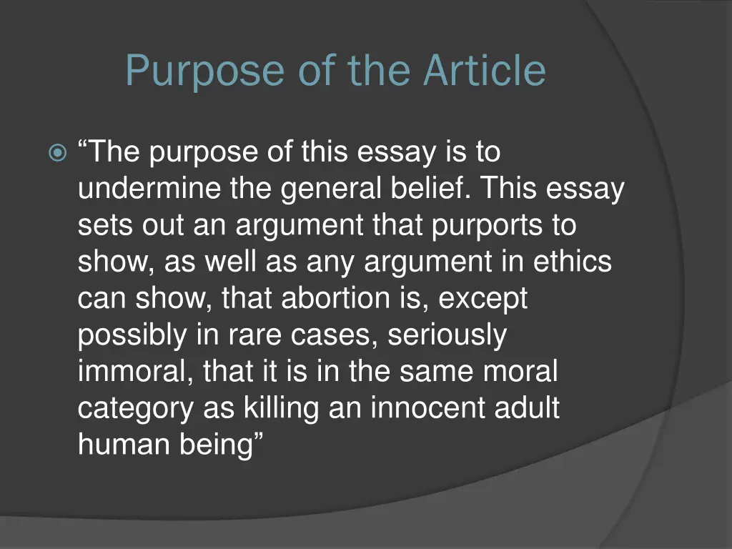 purpose of the article