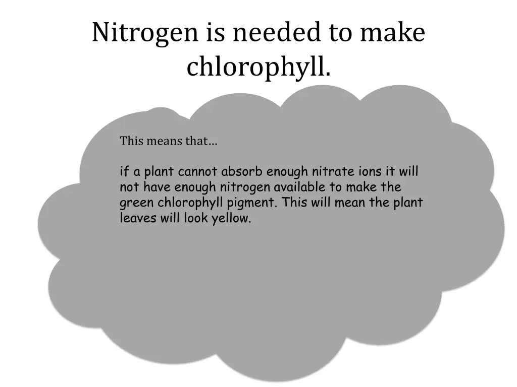 nitrogen is needed to make chlorophyll 1