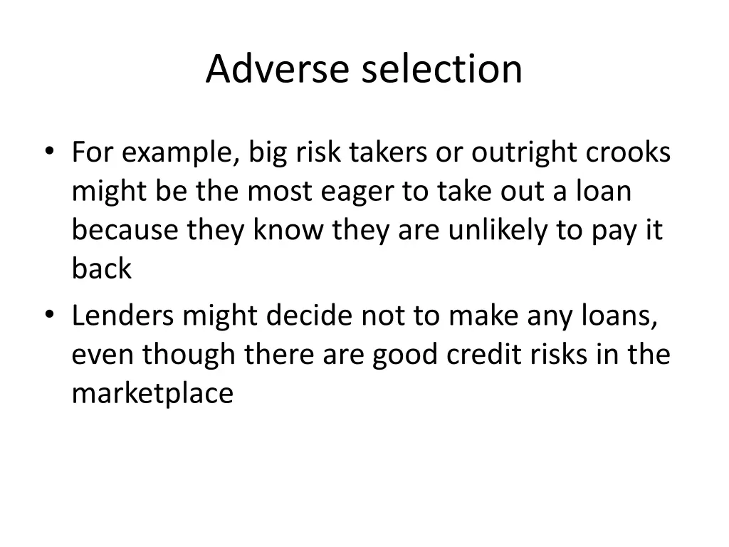 adverse selection 1