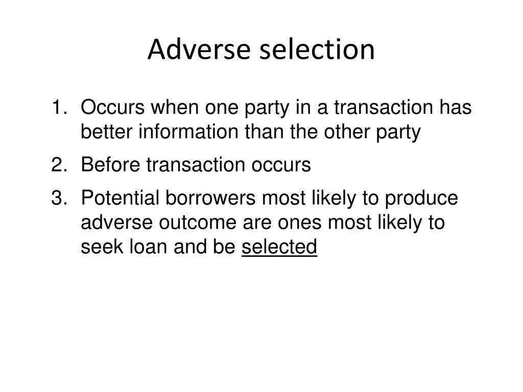 adverse selection