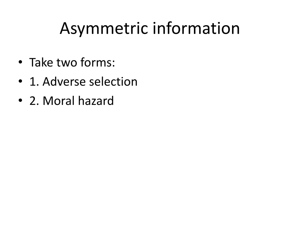 asymmetric information 1