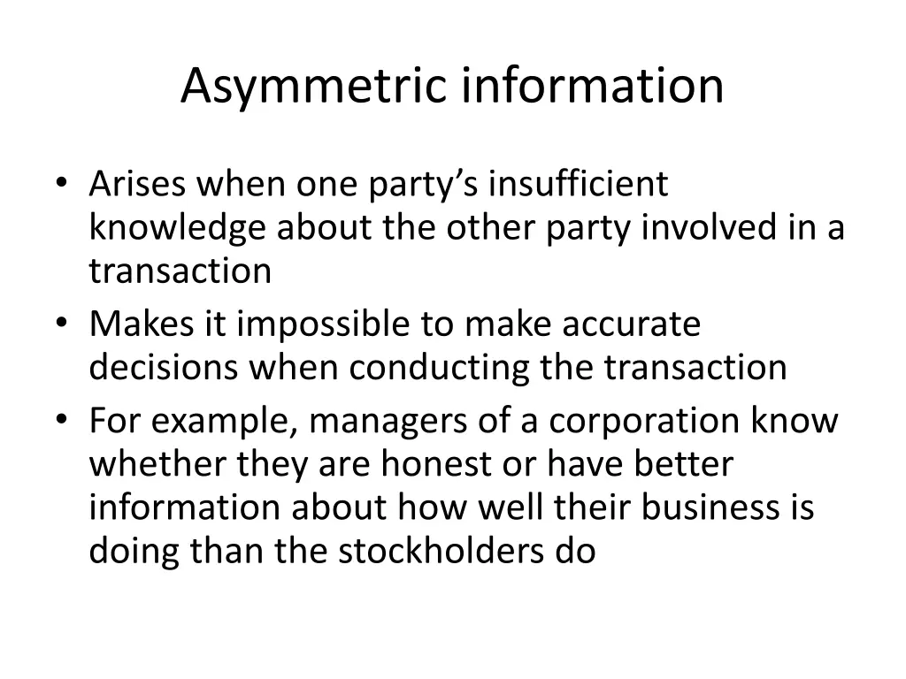 asymmetric information