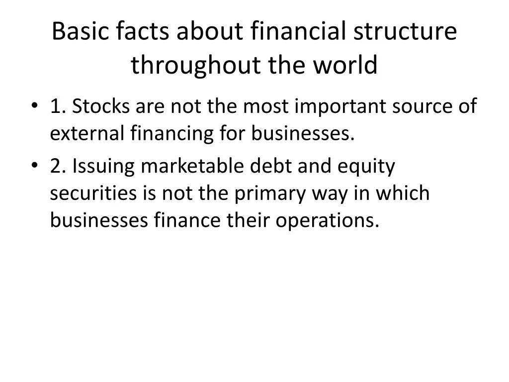 basic facts about financial structure throughout 1