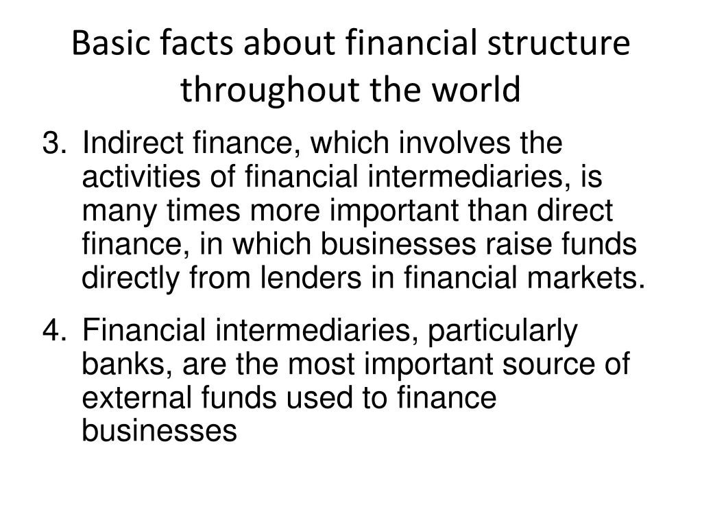 basic facts about financial structure throughout 2