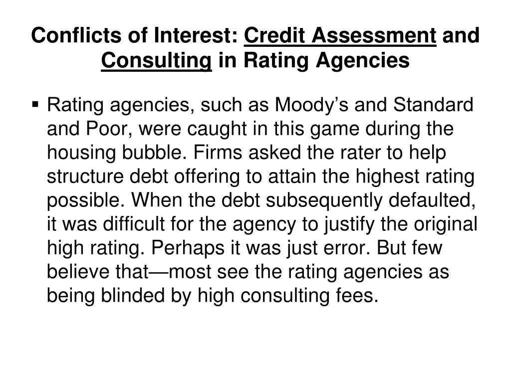 conflicts of interest credit assessment 1