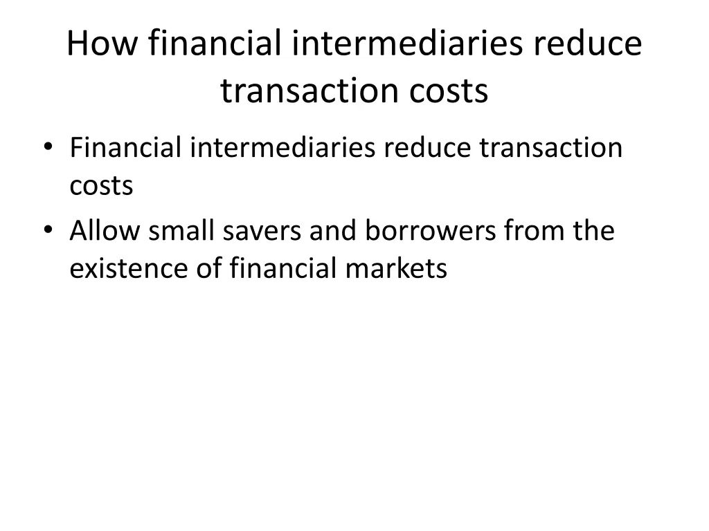 how financial intermediaries reduce transaction