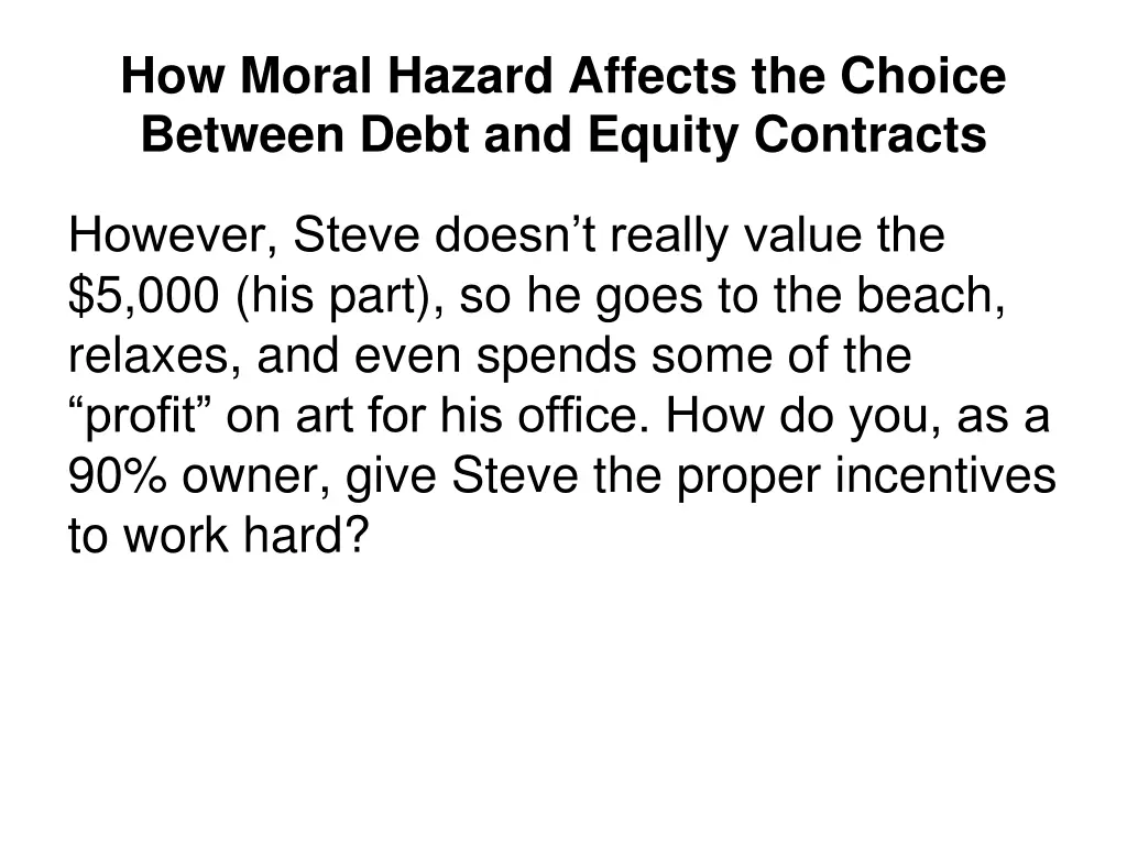 how moral hazard affects the choice between debt 2