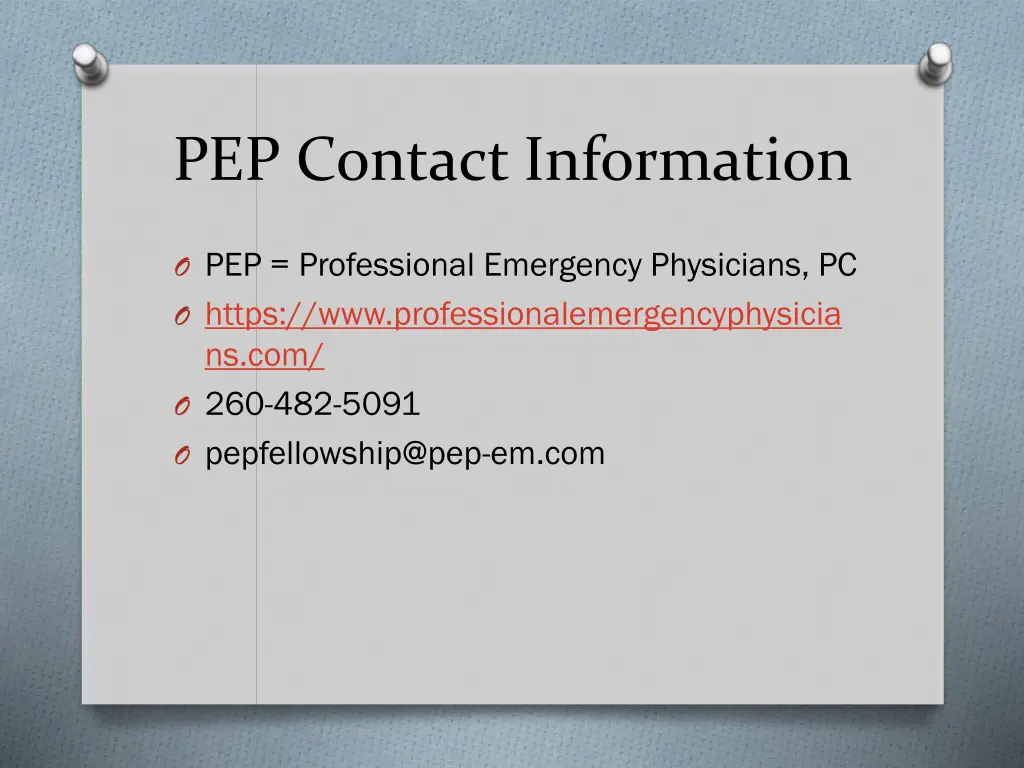 pep contact information